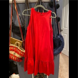 Banana Republic red flutter bottom dress